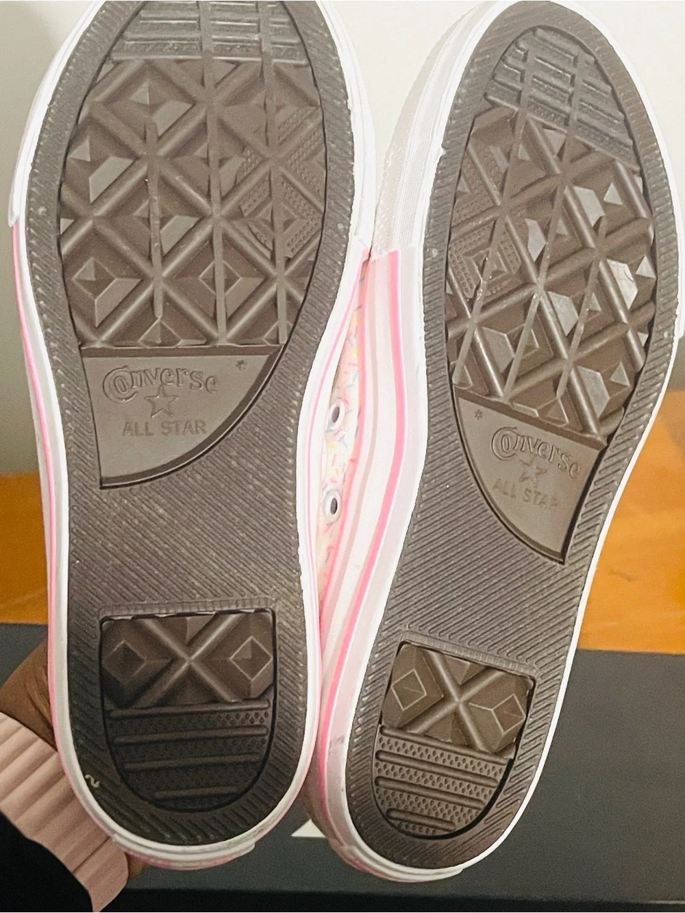 Converse Kids White Sneakers with Pink Trim and Pastel Sprinkle Print